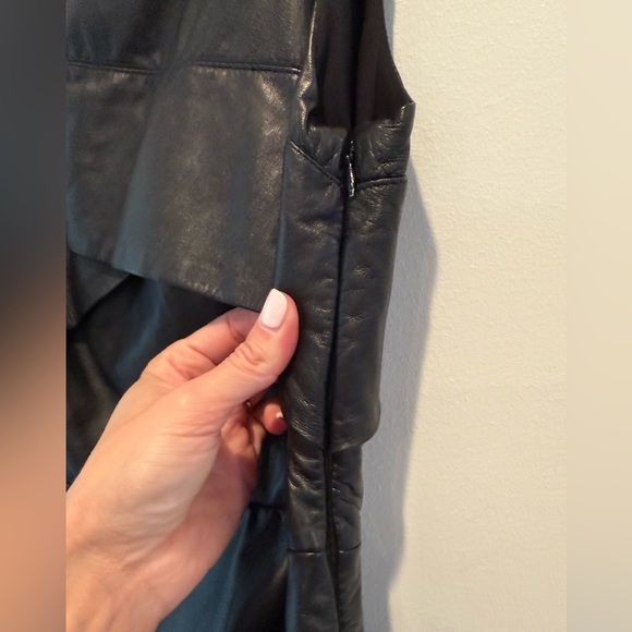 Cynthia Steffe Black Leather Asymmetrical Dress size 2 EUC - Picture 4 of 8